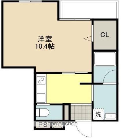 オラシオン大坪町(1K/4階)の間取り写真