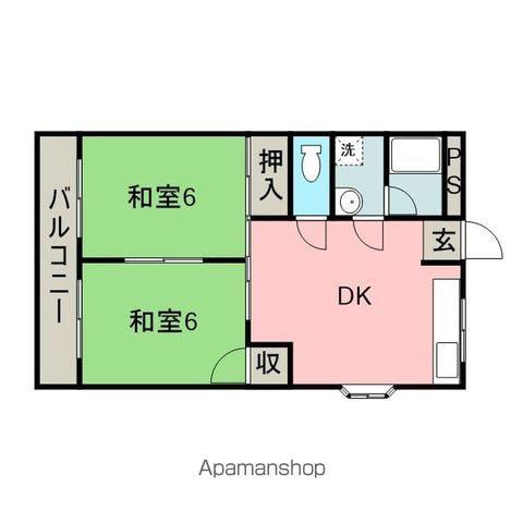 コーポカサマⅡ(2DK/3階)の間取り写真