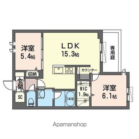 ル・レイヴ(2LDK/1階)の間取り写真