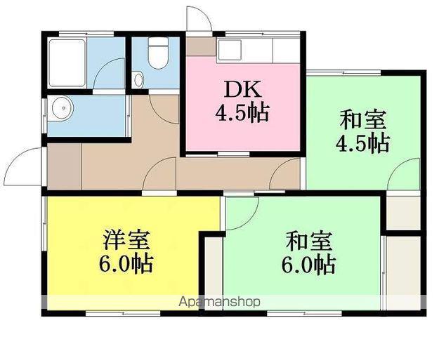 伊予鉄道環状線 萱町６丁目駅 徒歩13分 1階建 築52年(3DK)の間取り写真