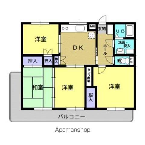 サンリッチ玉里台(4DK/3階)の間取り写真