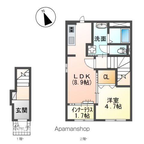 山陽本線 徳山駅 徒歩11分 2階建 築1年(1LDK/2階)の間取り写真