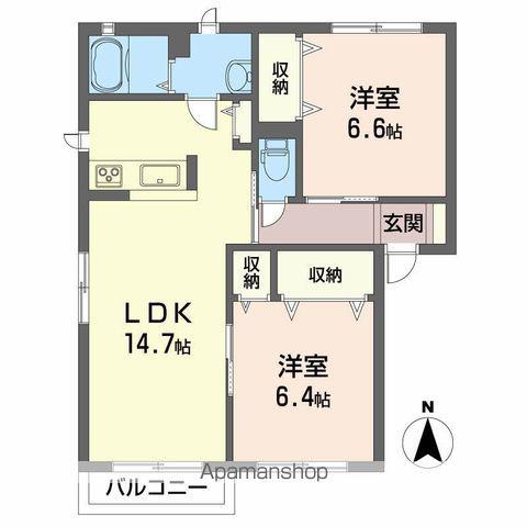 オンフルール(2LDK/2階)の間取り写真