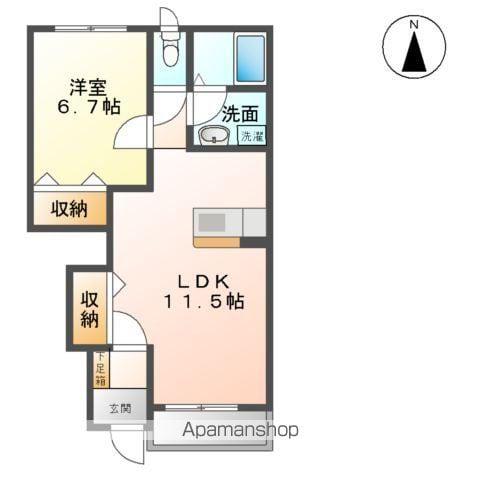 ディアコート美田園Ⅱ(1LDK/1階)の間取り写真