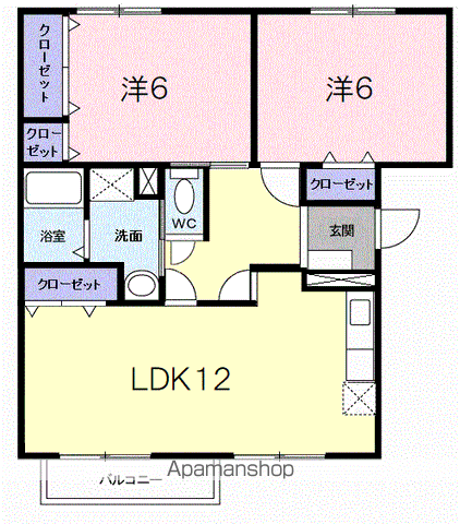 キャッスルニューエルⅠ(2LDK/1階)の間取り写真