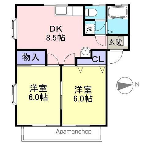 西町アパートA(2DK/2階)の間取り写真