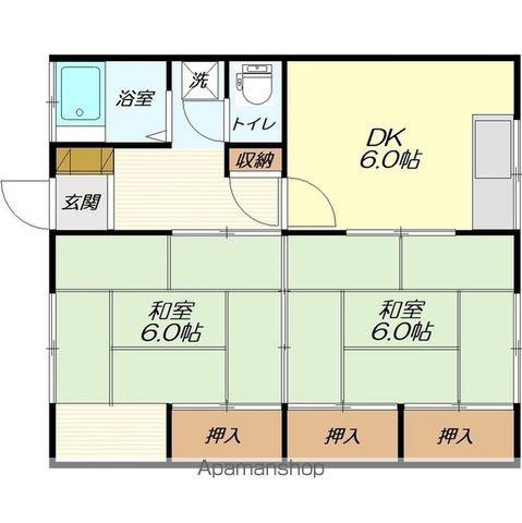石山ハイツ(2DK/2階)の間取り写真