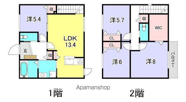 広島電鉄宮島線 修大協創中高前駅 徒歩23分 2階建 築1年(4LDK)の間取り写真