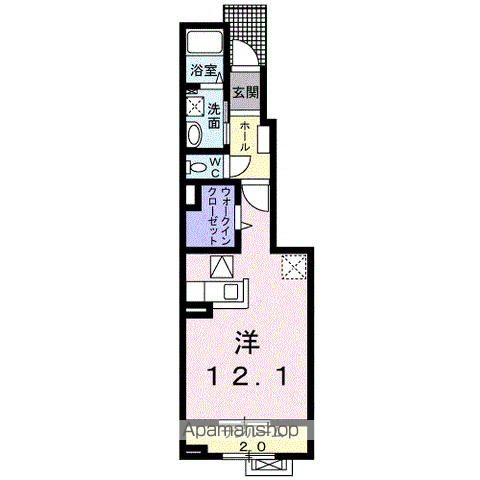 エバーグリーン月見(1K/1階)の間取り写真