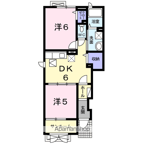 エアリーヒル1(2DK/1階)の間取り写真