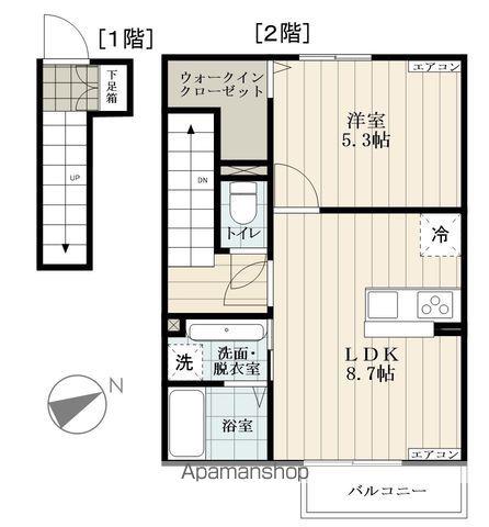 アンソレイエⅢ(1LDK/2階)の間取り写真