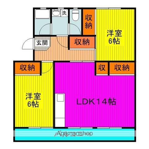 KS B 泉都 Ⅰ(2LDK/3階)の間取り写真