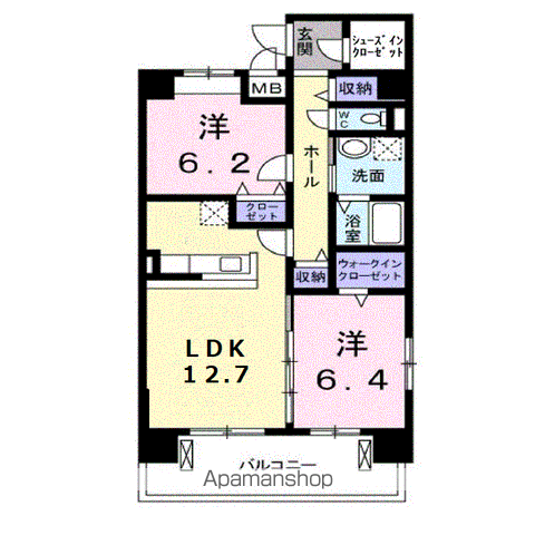 アプローズ(2LDK/10階)の間取り写真