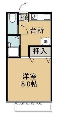 コンフォートⅡ(ワンルーム/1階)の間取り写真