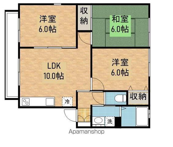 CLEAN FLATS B棟(3LDK/2階)の間取り写真