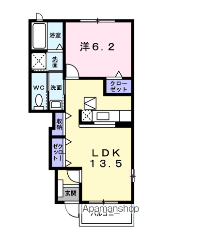 メゾンドソレイユA(1LDK/1階)の間取り写真