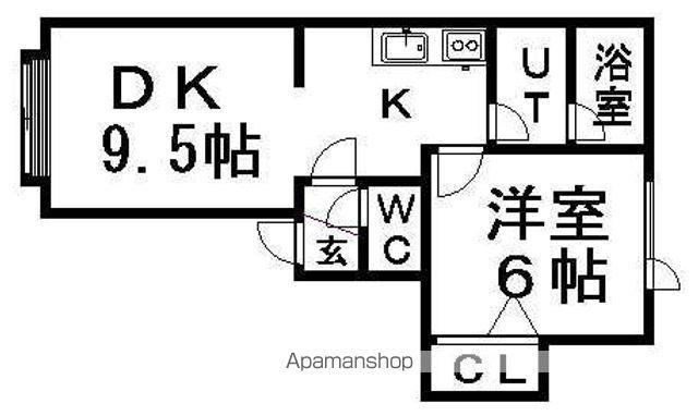 SUN PARK厚別南(1DK/3階)の間取り写真