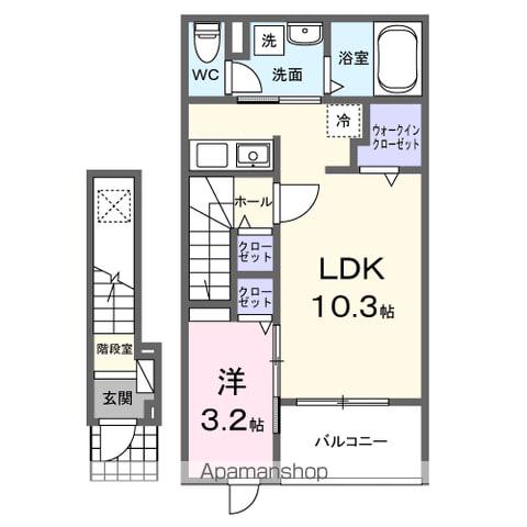 富士急行 禾生駅 徒歩5分 2階建 新築(1LDK/2階)の間取り写真