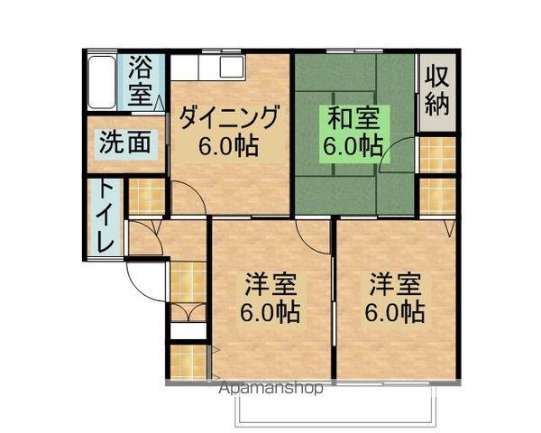 グランディール花菱A棟(3DK/1階)の間取り写真