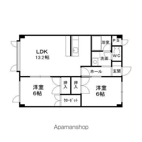 ナカシン中央ビル(2LDK/4階)の間取り写真