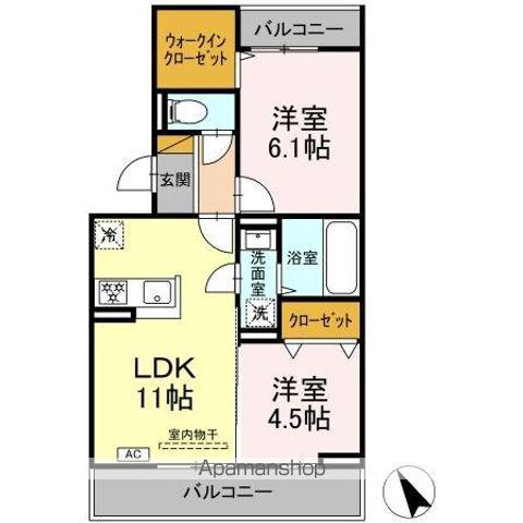 オーガスタハイツ(2LDK/2階)の間取り写真