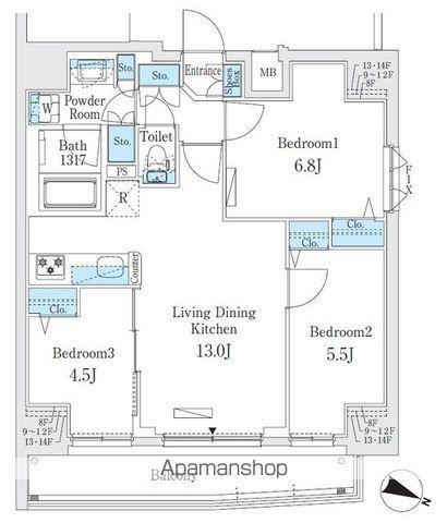 プライムブリス板橋本町(3LDK/11階)の間取り写真