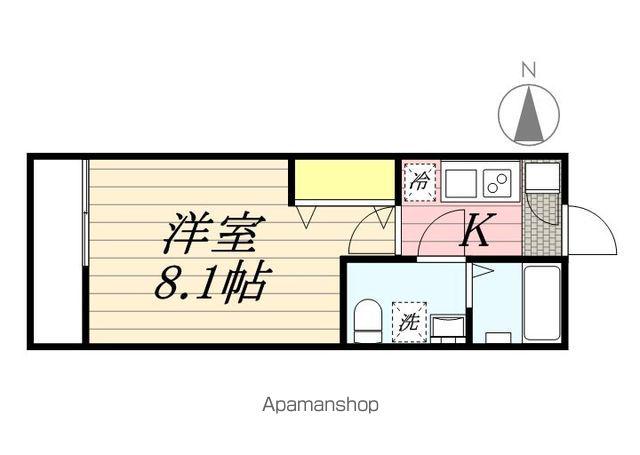 ベルメントつくしが丘(1K/2階)の間取り写真