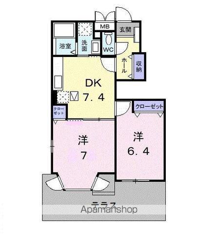 ヴァルトブリーゼ A(2DK/1階)の間取り写真