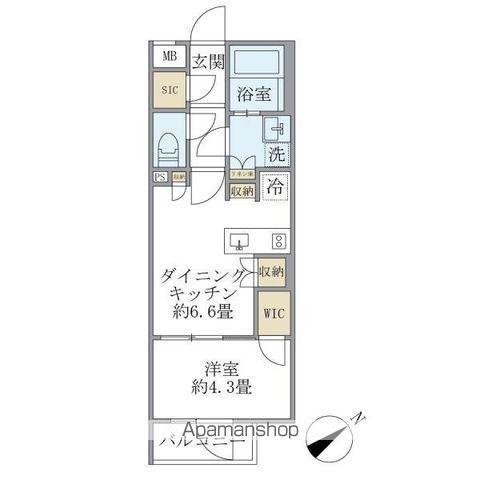 コンポジット早稲田鶴巻町(1DK/3階)の間取り写真