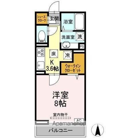 アビタシオンKII(1K/1階)の間取り写真