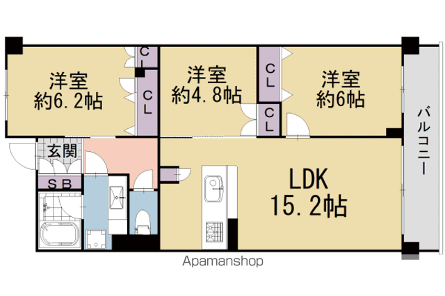 グランディム京都烏丸五条(3LDK/11階)の間取り写真