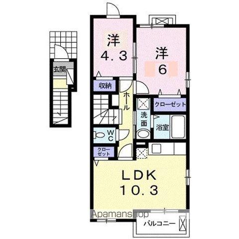 ロイヤルパークⅠ(2LDK/2階)の間取り写真