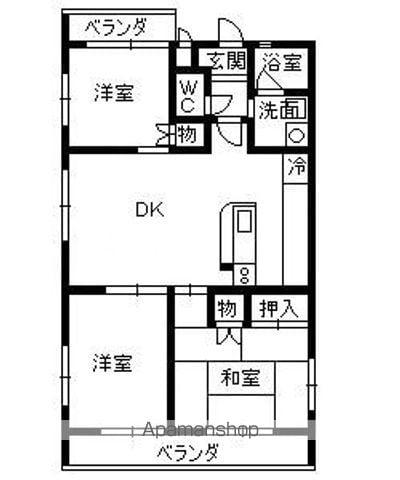 コーポパティオ(3LDK/2階)の間取り写真