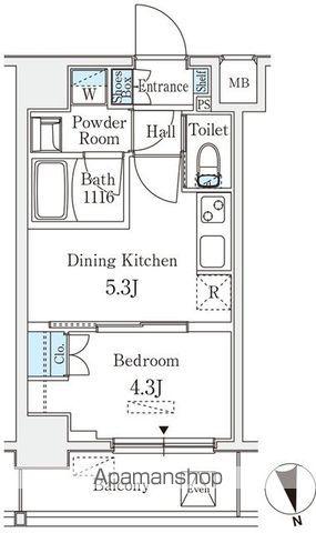 クラリティア浅草(1DK/10階)の間取り写真