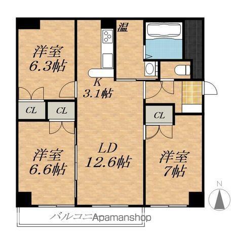 CENTER CITY6(3LDK/3階)の間取り写真