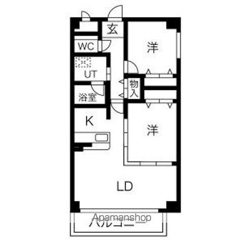 ロフティー上野(2LDK/2階)の間取り写真