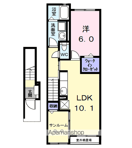 セリーナ(1LDK/2階)の間取り写真