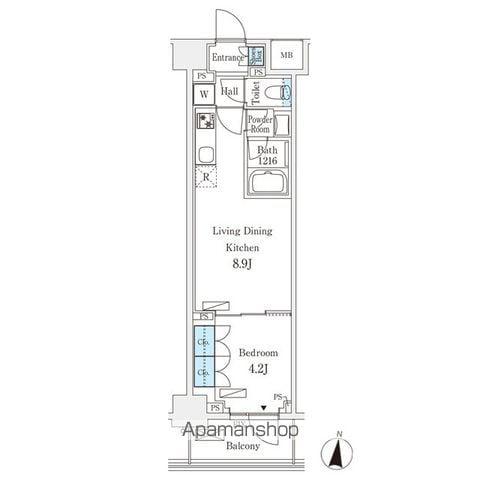フロンティアレジデンス錦糸公園(1LDK/6階)の間取り写真