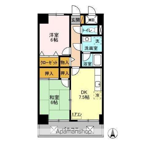 スカイヒルズ我孫子(2DK/5階)の間取り写真