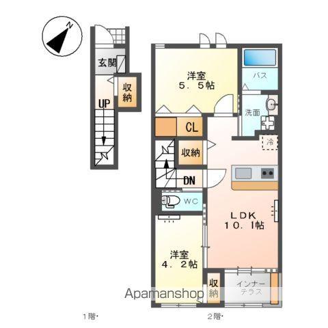 ボヌール ドラコ(2LDK/2階)の間取り写真