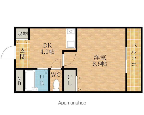 ヒガシハウス北町(1DK/2階)の間取り写真