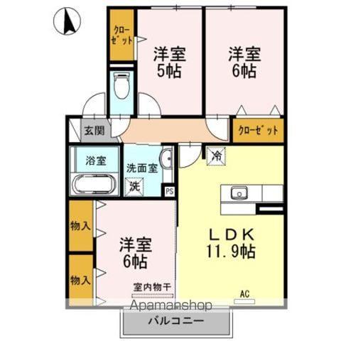 チャルルK(3LDK/2階)の間取り写真