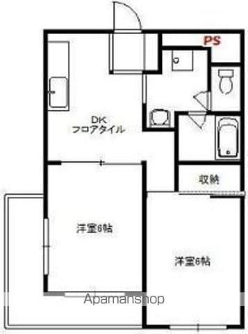 ノーブ平沼園(2DK/3階)の間取り写真