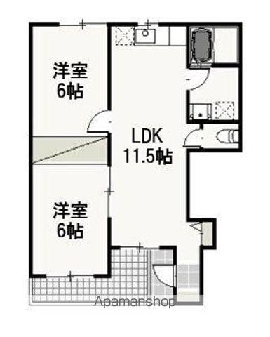 アドヴァンスSH.Ⅱ(2LDK/1階)の間取り写真