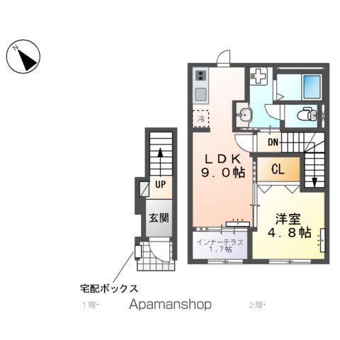 鵜沼東町U様アパート(1LDK/2階)の間取り写真