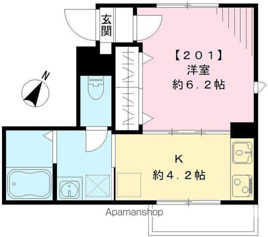 ルーム南麻布(1K/2階)の間取り写真