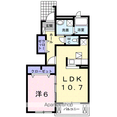 フィオーレⅠ(1LDK/1階)の間取り写真