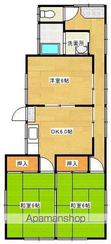 日豊本線 五十市駅 バス乗車時間：5分 簑原バス停で下車 徒歩3分 1階建 築37年(3DK)の間取り写真