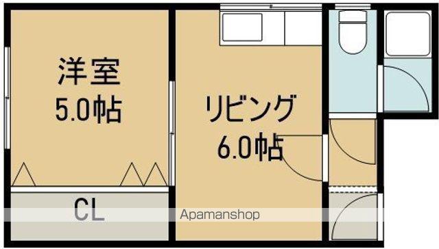 函館市電本線湯川線 堀川町駅 徒歩19分 2階建 築39年(1DK/2階)の間取り写真