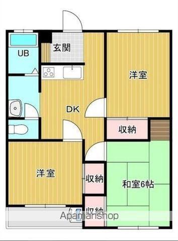 牟礼ぐらしROOM3(3DK/1階)の間取り写真